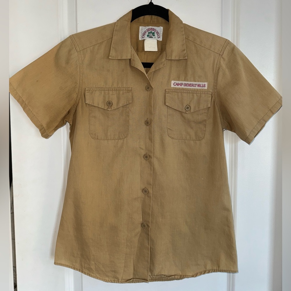 Vintage 80s Camp Beverly Hills Khaki Safari Work Shirt